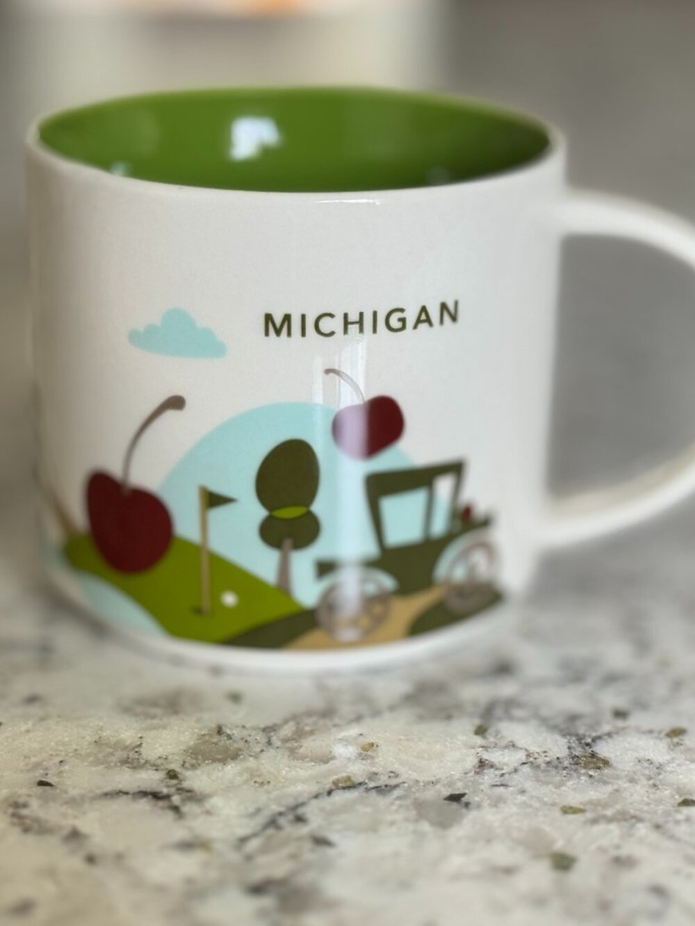 Starbucks Michigan You Are Here Collection 14 oz Mug Green Interior YAH Souvenir